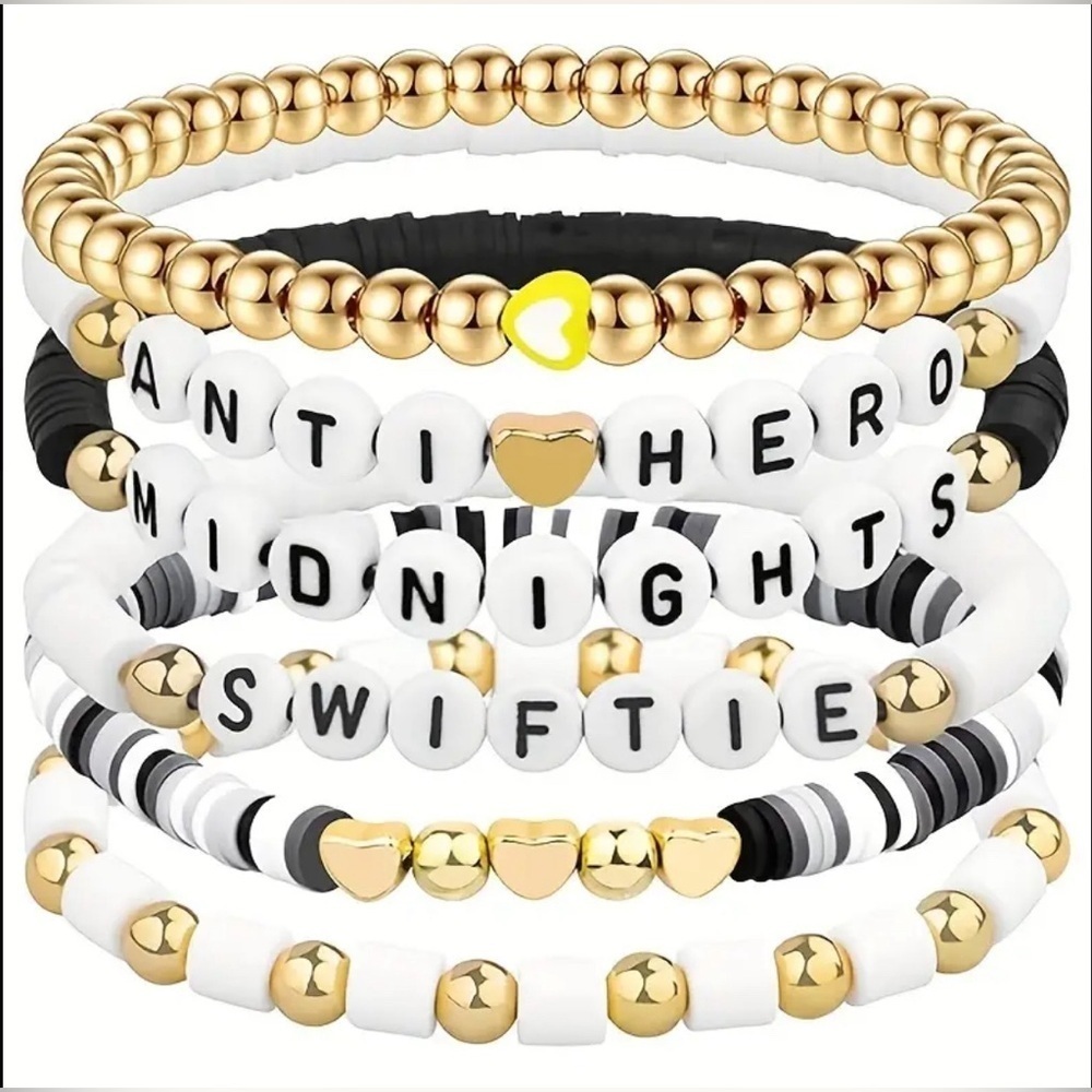 New! Taylor Swift Swiftie Midnights Anti Hero Friendship Bracelet Set of 5